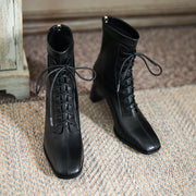 Sleek Square Toe High Heel Boots