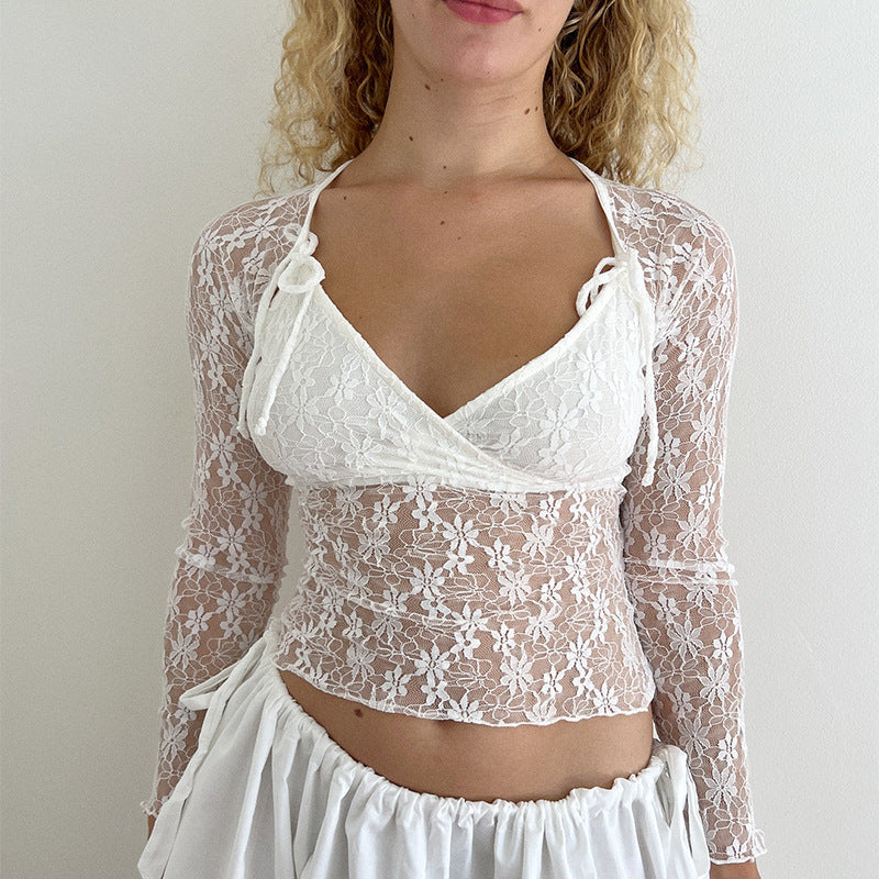 Slim-fit Lace Vintage-style Top