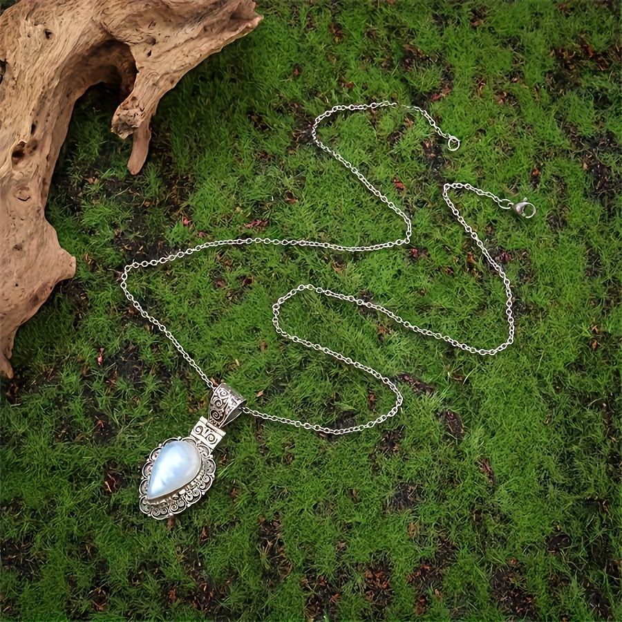 Vintage-Style Victorian Moonstone Drop Necklace
