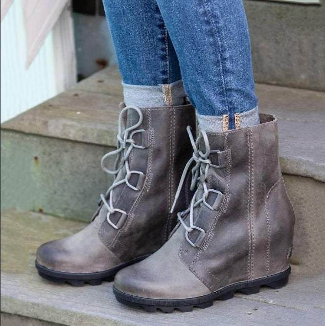 Chic Colorblock Lace-Up Combat Boots