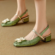 Chic French Retro Square Toe Heels