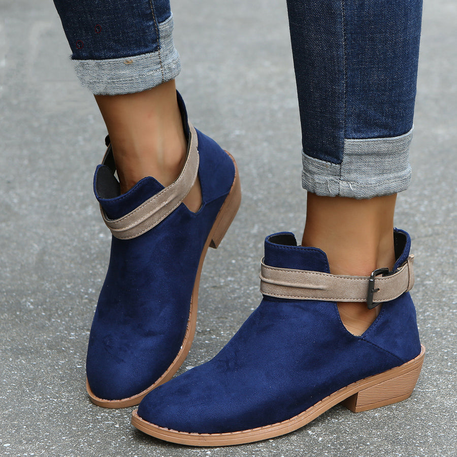Buckle Ankle Boots - Leopard V Cutout