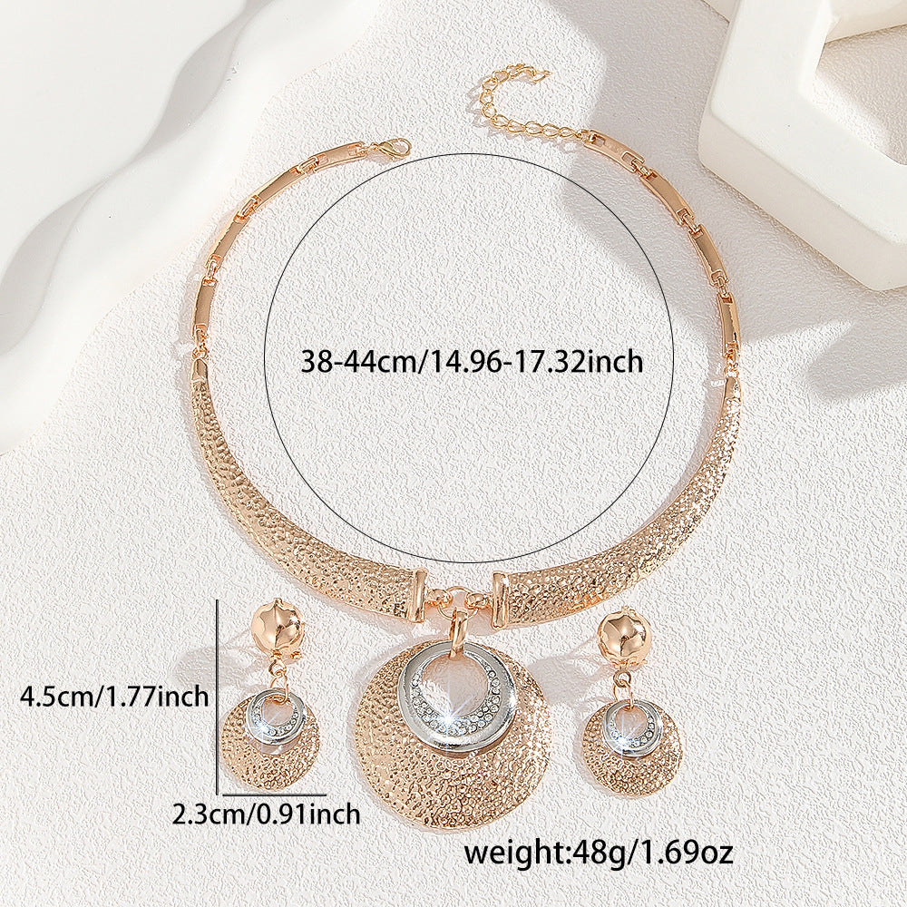Classic Metal Circle Necklace And Earrings Set