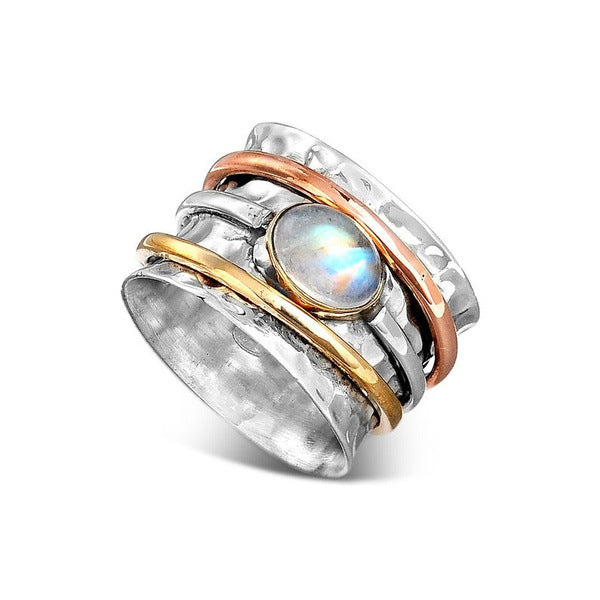 Vintage Turquoise Plated Tri-Color Beautiful Ring with Unique Design