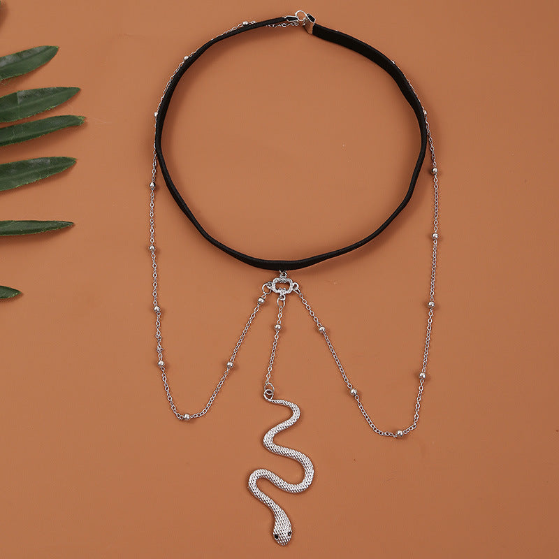 Bohemian Snake Pattern Gold Color Metal Beaded Thigh Chain