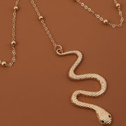 Bohemian Snake Pattern Gold Color Metal Beaded Thigh Chain