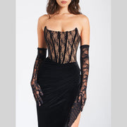 Sexy Lace Velvet Patchwork Dress