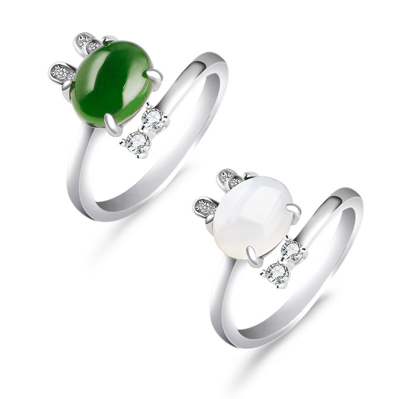 Chic Jade Bunny Adjustable Ring