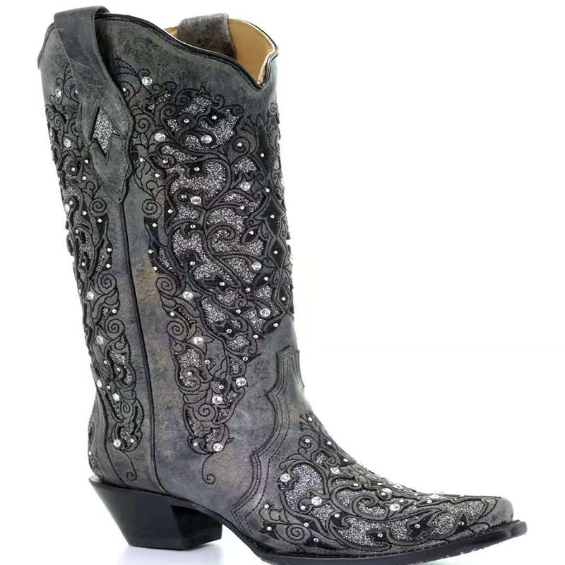 Elegant Rhinestone Cutout Boots