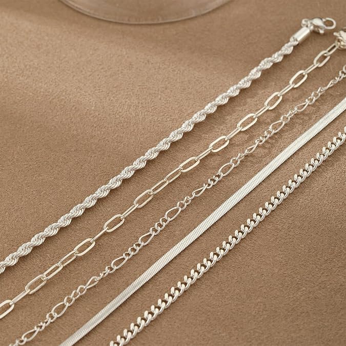5pcs Silver Classic Bracelets Set