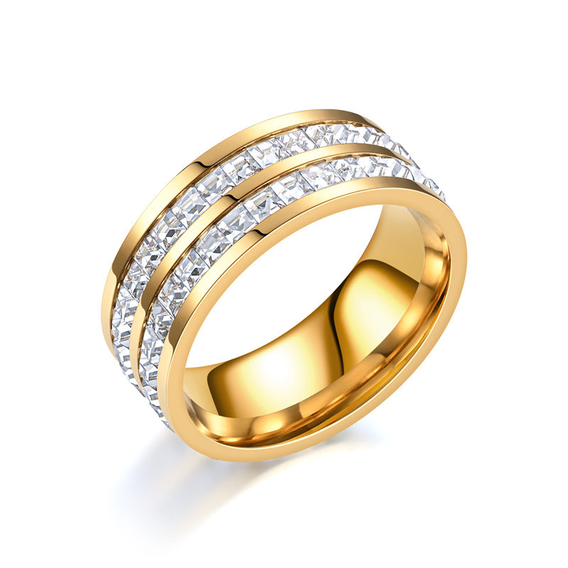 Chic Stainless Steel Rhinestone Ring