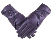 Chic PU gloves with lace and buttons
