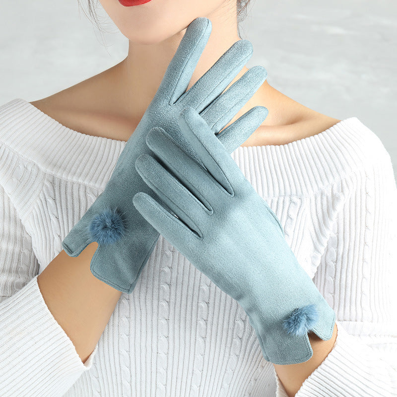 Sexy Suede Glove Warm Finger Gloves