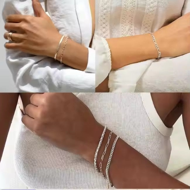 5pcs Silver Classic Bracelets Set
