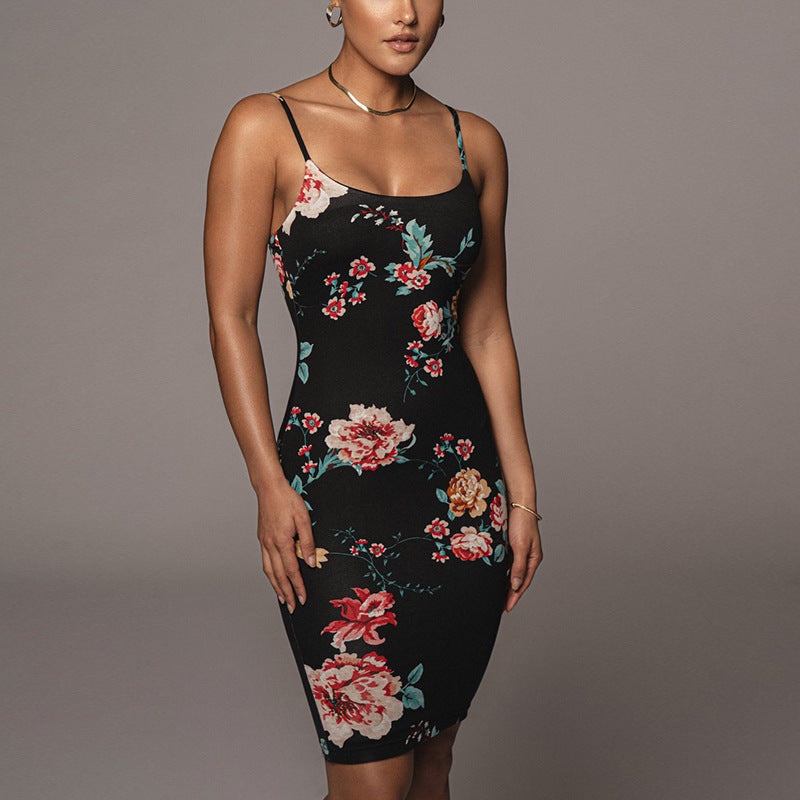 Sexy Floral Printed Halter Strap Dress