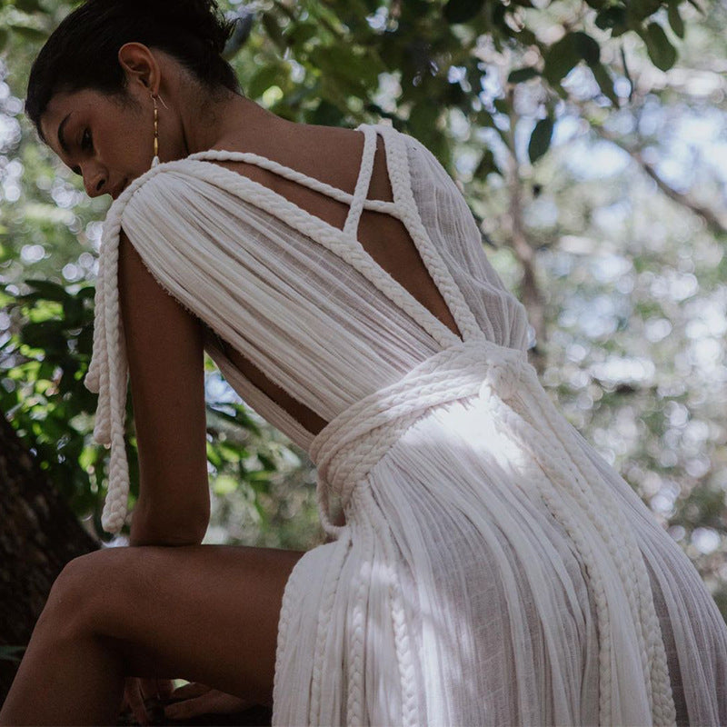 Rope Strapless Sexy Halter LooseDress