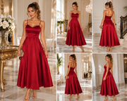 Slim Satin Strap Dress
