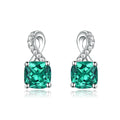Emerald Drop Hollywood-style Silver Earrings
