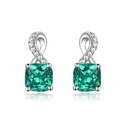 Emerald Drop Hollywood-style Silver Earrings