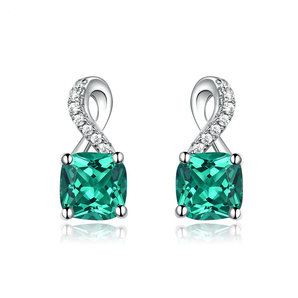 Emerald Drop Hollywood-style Silver Earrings
