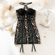 Sexy Leopard Lace Tube Top Dress - Corset Style
