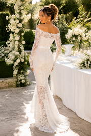 White Evening Dress with Sexy Lace Pattern
