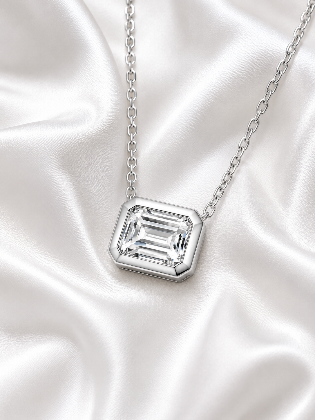 Classic Rectangular Moissanite Necklace