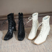 Sleek Square Toe High Heel Boots