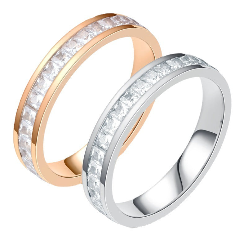 Chic Stainless Steel Rhinestone Ring