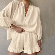 Sweet Lace-Up Ruffle Shorts Co-Ord