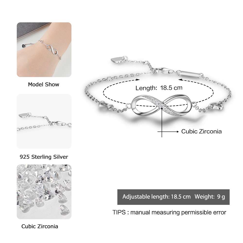 Infinite Love 925 Sterling Silver Bracelet - great gift!
