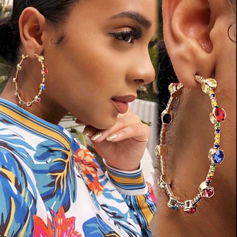 Temperament Colorful Circle Earrings