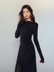 Black Panel Feminine Dress