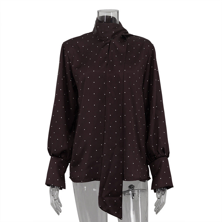 Printed Elegant Long-Sleeve Top