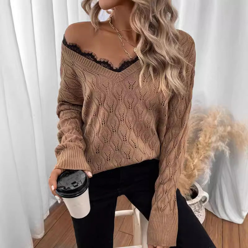 Long Sleeve Lace Edge Sweater