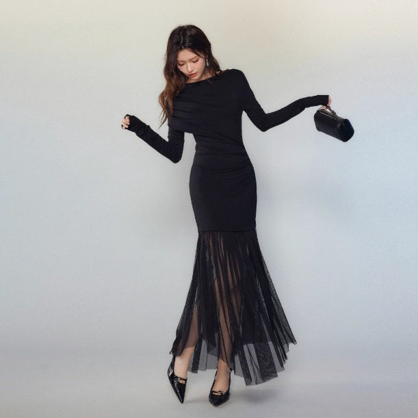 Black Panel Feminine Dress