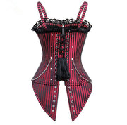 Striped Zippered Boning Shapewear