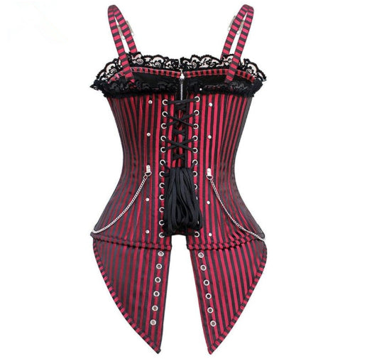 Striped Zippered Boning Shapewear