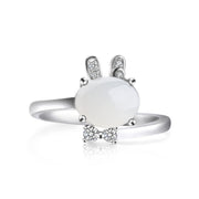 Chic Jade Bunny Adjustable Ring