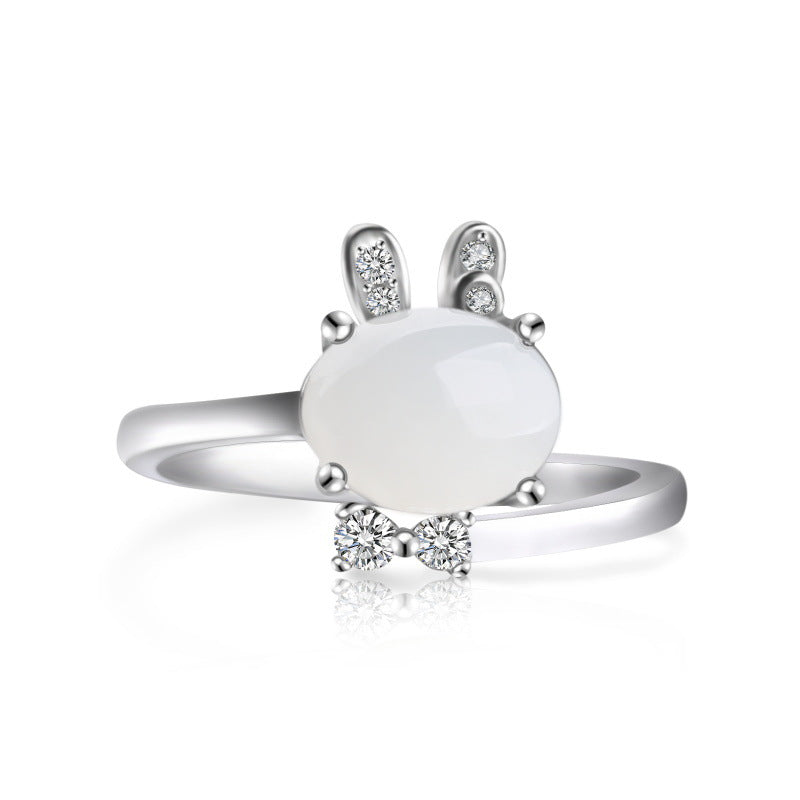 Chic Jade Bunny Adjustable Ring
