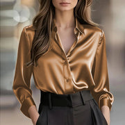 Elegant Satin Long Sleeve Blouse
