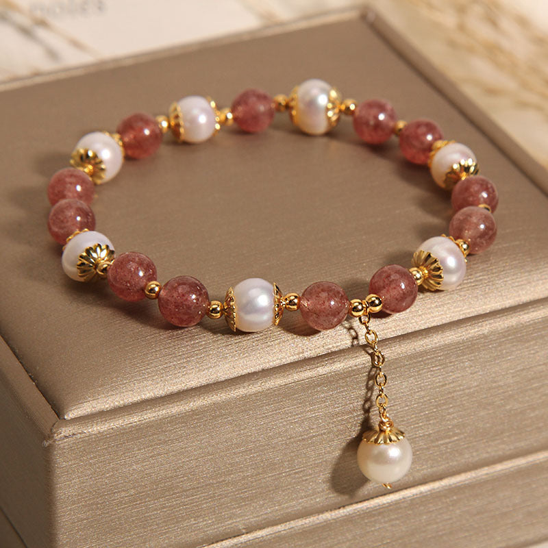 Natural Strawberry Quartz Sweet-style Bracelet