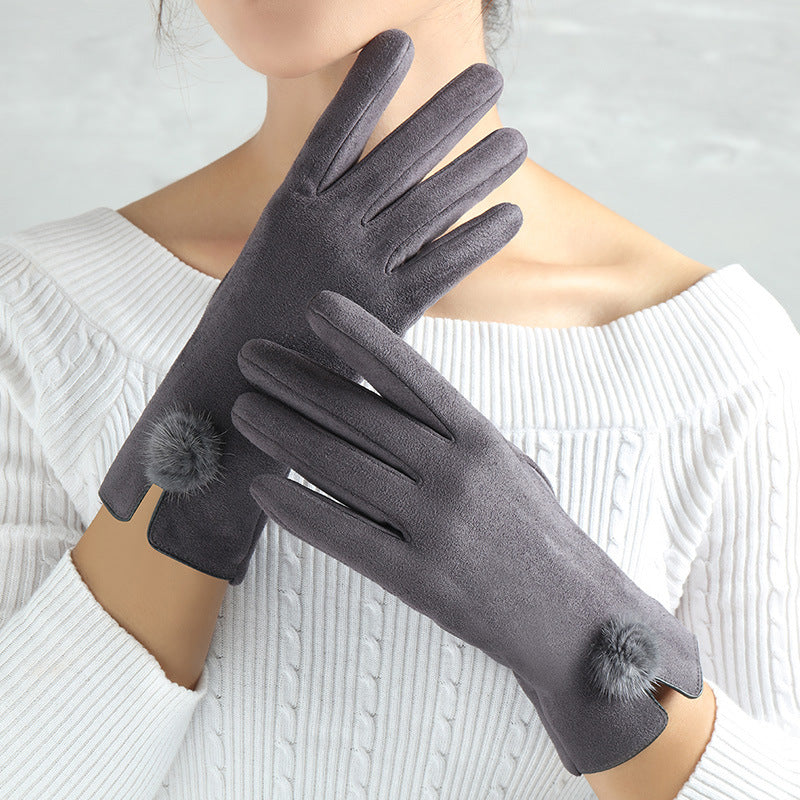 Sexy Suede Glove Warm Finger Gloves