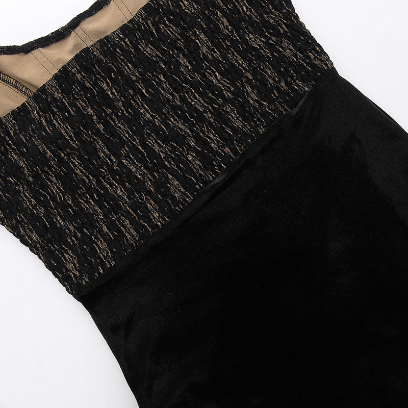 Sexy Lace Velvet Patchwork Dress