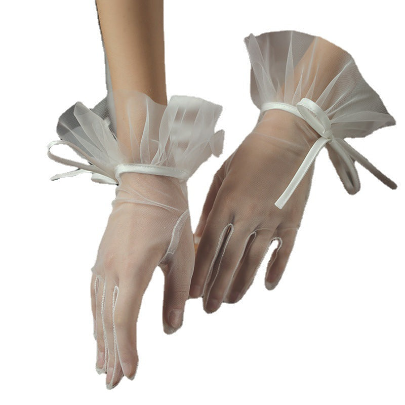 Elegant Mesh Lace Bow Gloves