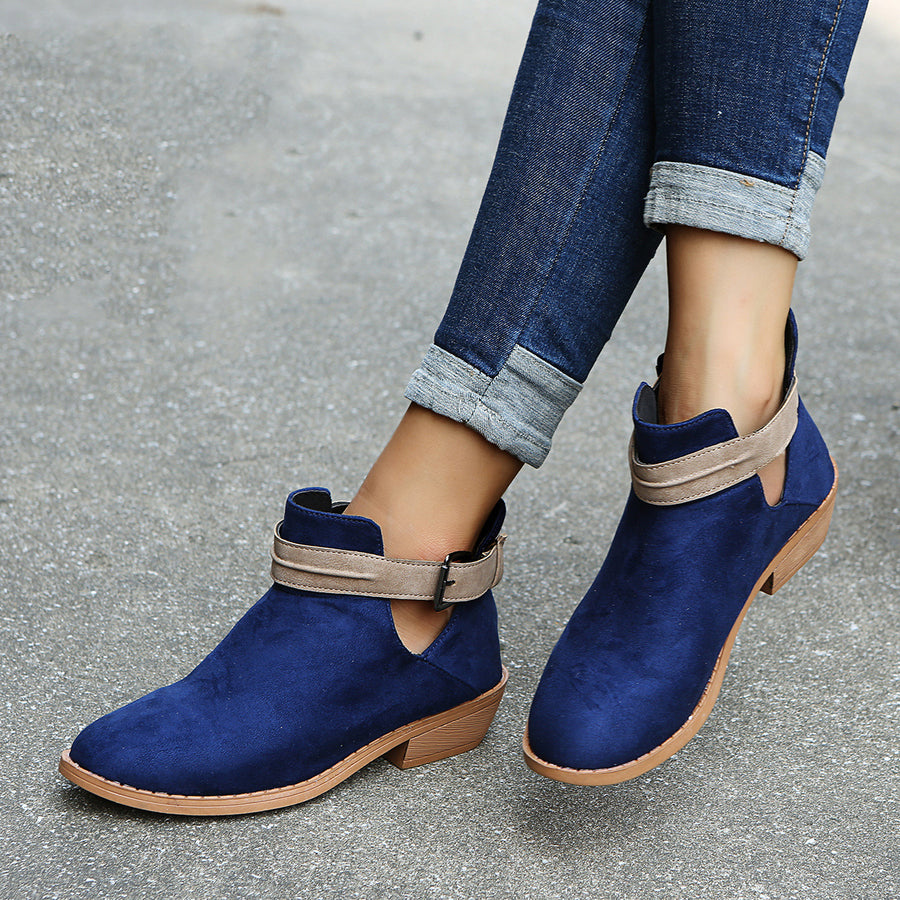 Buckle Ankle Boots - Leopard V Cutout