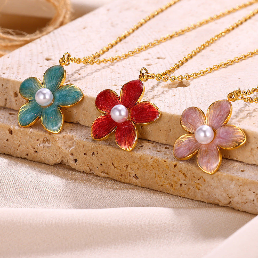 Colorful Floral Necklace - Flower Classic Pendant