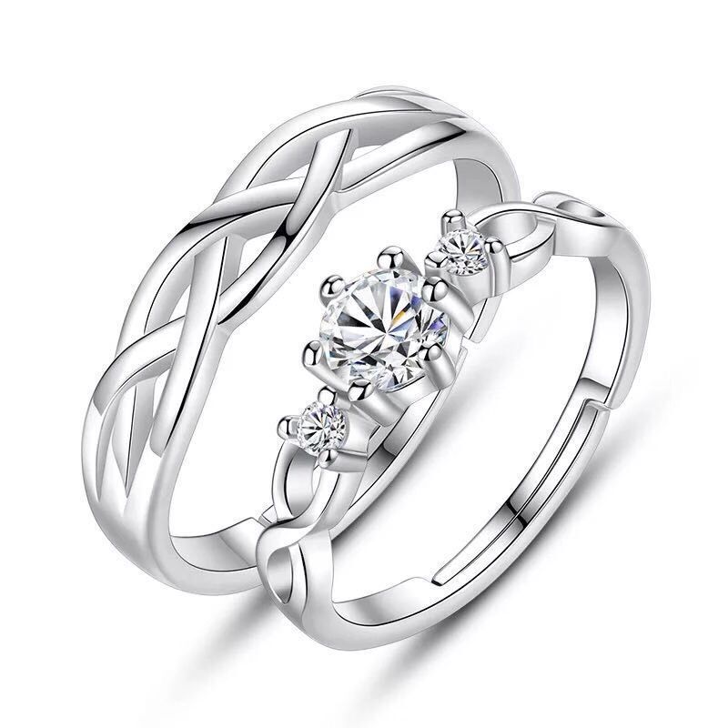 Diamond-style-studded Two Ring Set