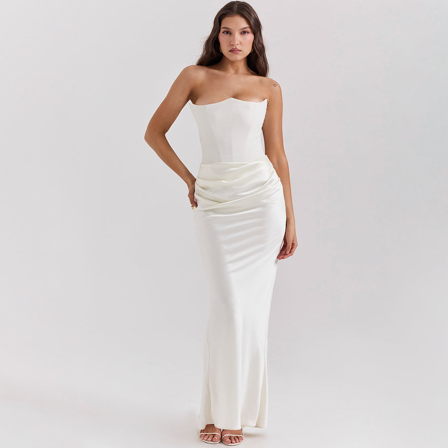 Slim Tube Top Long Party Dress - Bandeau Backless