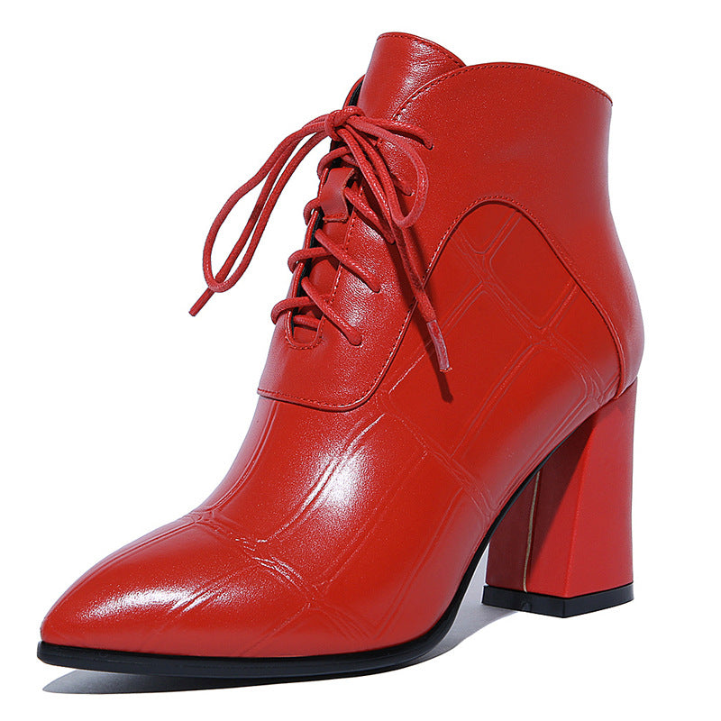 Elegant Leather Heel Boots